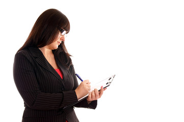 Obraz premium Business Lady with with writing pad