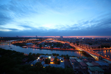 Panorama of Moscow and Novoandreevsky bridge