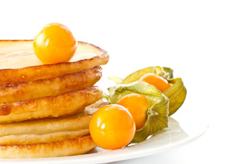 pancakes with berries physalis