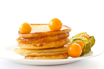 pancakes with berries physalis