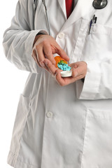 Doctor Holding Prescription Pills