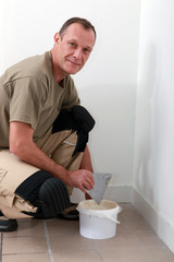 Painter preparing support