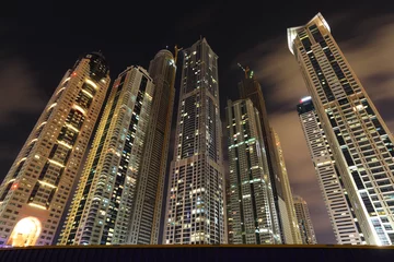 Poster Skyscrapers in Dubai Marina at night © philipus