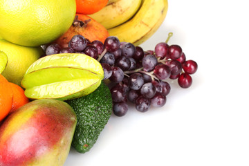 Assortment of exotic fruits isolated on white