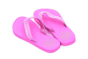 Summer colourful shoes on white