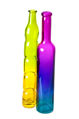 two colored beautiful decorative bottles