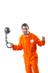 Convicted criminal on white background