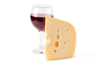 Maasdam cheese and a glass of red wine