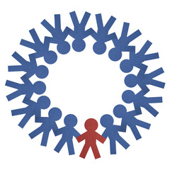 Man paper joining together with highlight with red on the center