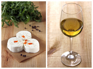 ziegenfrischkäse und wein