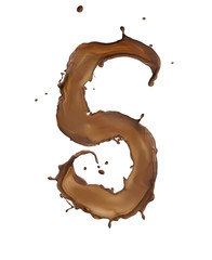 Chocolate splash number isolated on white background