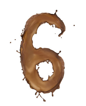 Chocolate splash number isolated on white background