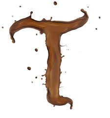 Chocolate splash letter isolated on white background