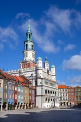 Houses and Town Hall in Old Market Square, Poznan, Poland