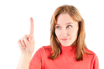 business woman touching the screen with her finger