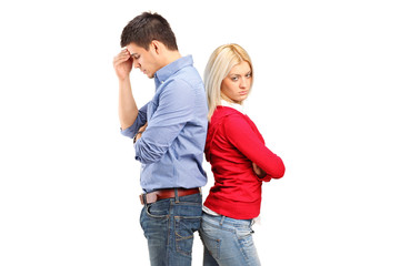Couple with their backs turned after having an argument
