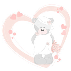 Wedding Invitation with little cute teddy bear