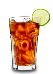 Fototapeta na wymiar Cola drink in glass, isolated on white background