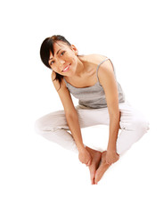 Woman doing strength exercises for abdominal muscles