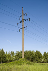 Fototapeta na wymiar Support of high voltage transmission lines