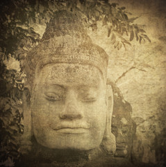 Head of gate guardian, Angkor, Cambodia