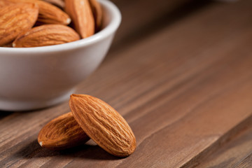 almonds isolated on the white background