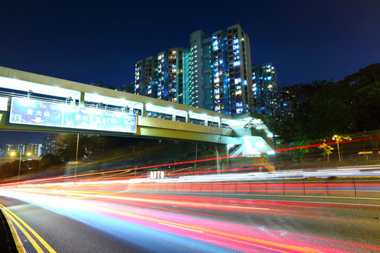 light trail in city
