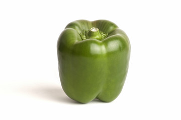 Green bell pepper isolated in white background