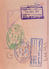 passport with stamps of uae