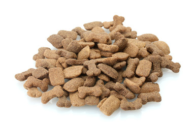 dry dog food isolated on white