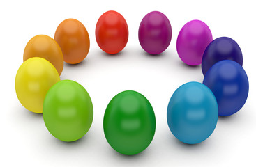 Ostereier in Regenbogenfarben