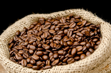 Opened bag of coffee beans