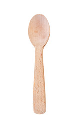 Wooden spoon on white background.