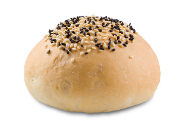 bun with sesame on white