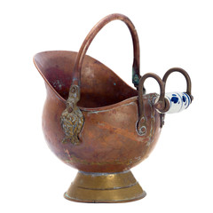 Antique copper jar. Isolated image.