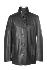 Man`s black leather jacket, isolated