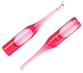 Two red medical ampoules isolated on a white