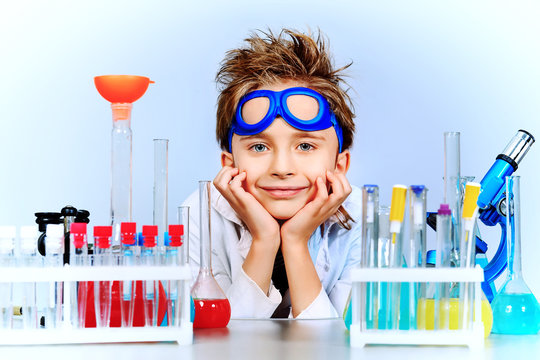 boy in laboratory