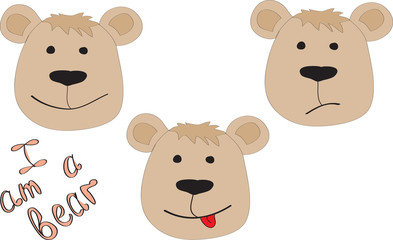 Three bears with a different mood
