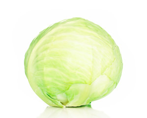 Fototapeta premium Fresh green cabbage isolated on white