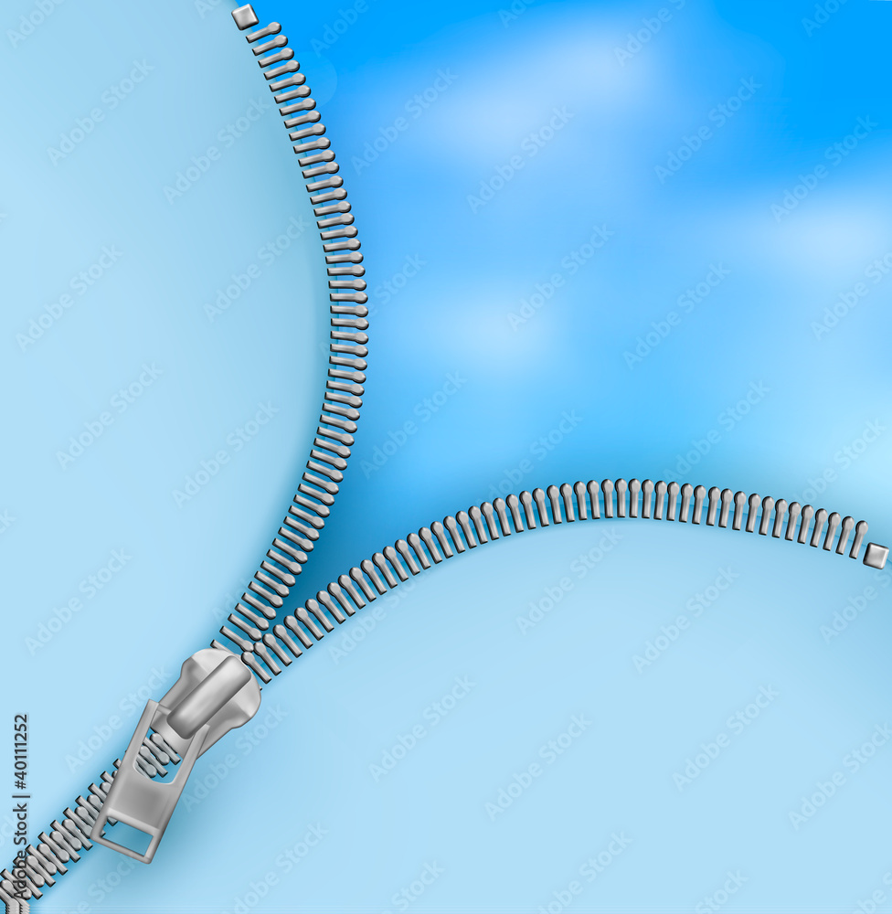 Poster abstract background with zipper and cloudy sky