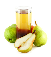 Pear juice with colorful pears