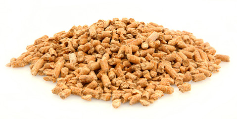 Pile Of Cat Litter On White Background