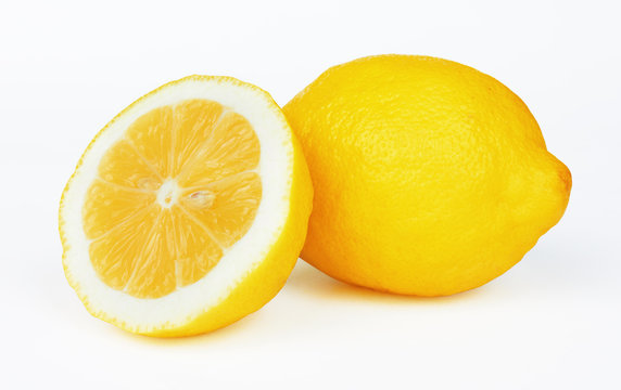 Two lemons on white
