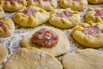 preparation of dough and baking pies