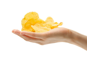 Female hand with chips