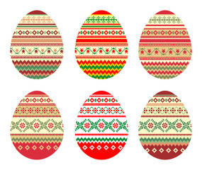 Set of painted eggs folk style