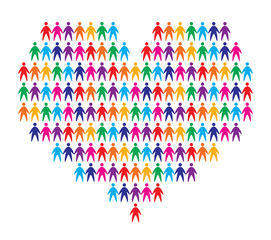 heart with people background, abstract vector illustration