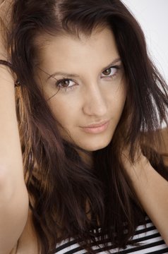 Closeup portrait of young female