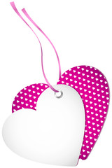Hangtag 2 Hearts Hearts Pink Bow